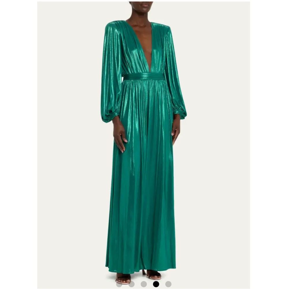Bronx and Banco Zoe Deep V-Neck Metallic Empire Gown